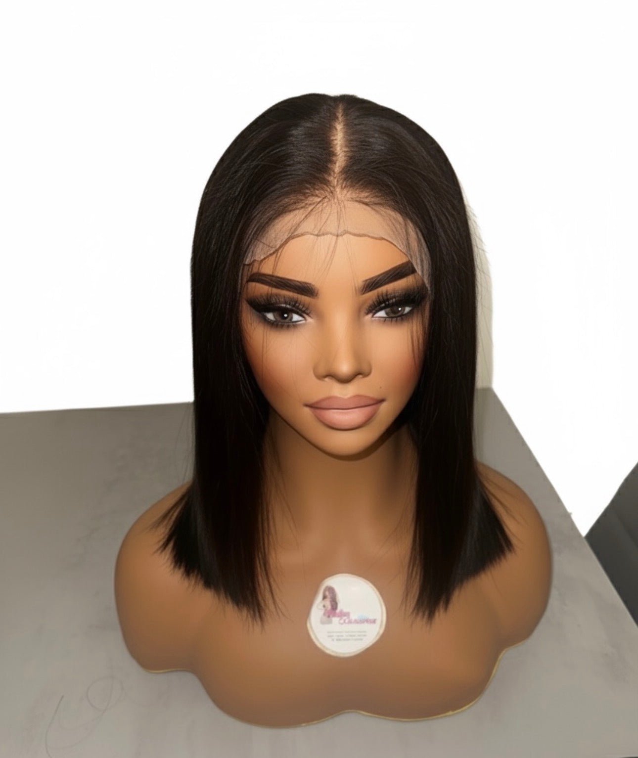 Peluca de Cabello Humano Premium – Bob Recto 40cm (Color 1B) MIREIA