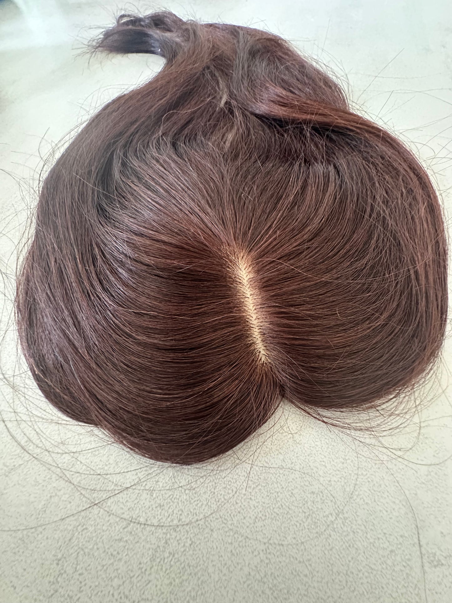Topper de Pelo Humano 100% – Base de Seda 13x15 cm (50cm) Marrón