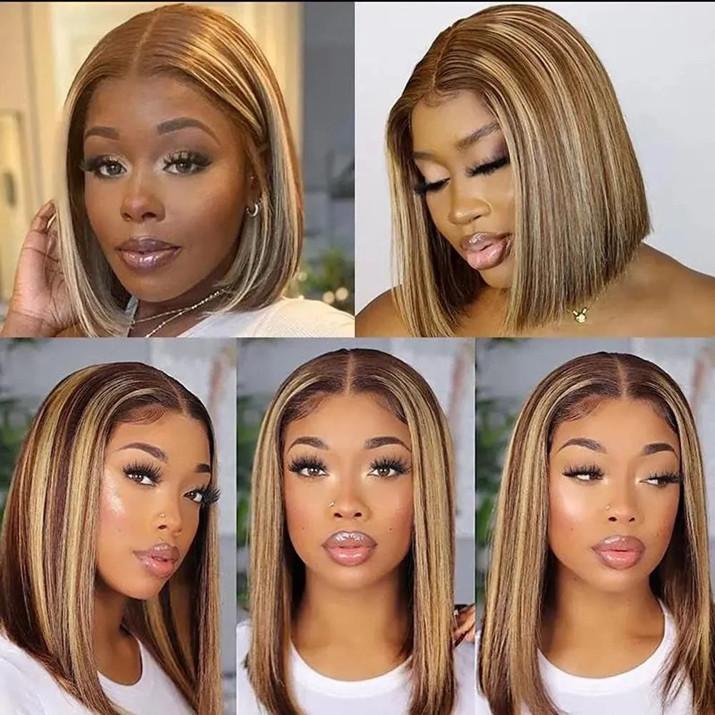 Peluca Bob "Sun-Kissed" - Chocolate con Mechas Rubio Dorado- LUISA