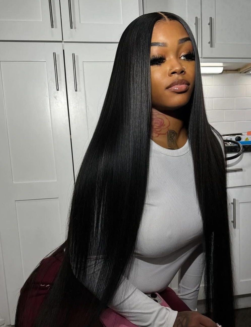 Peluca Pelo Humano Extra Larga 32” 9x6 Nudos Blanqueados - Cabello Premium