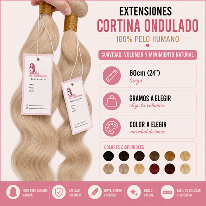 Extensiones Cortina ondulado 60cm