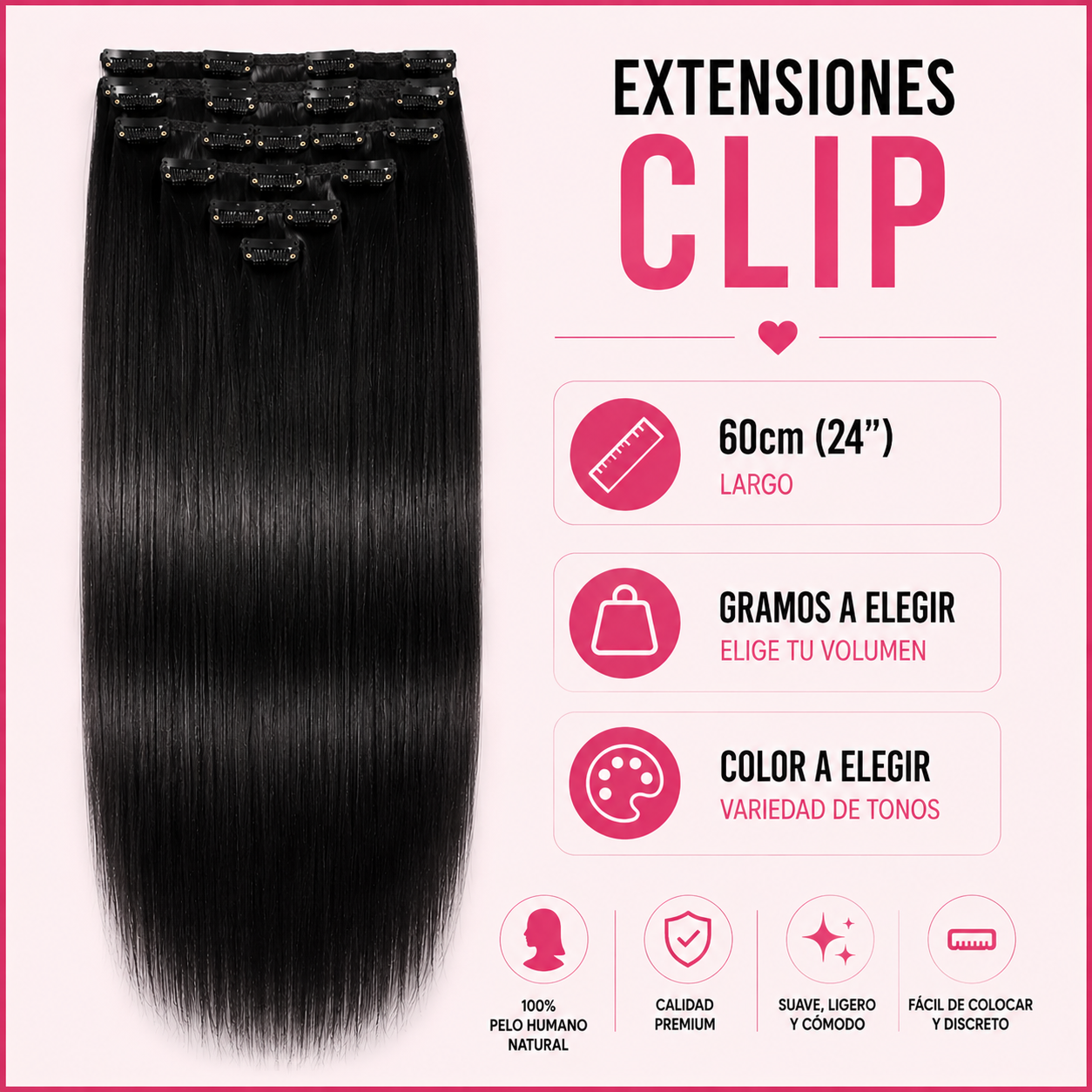 Extensiones Clip Liso 60cm