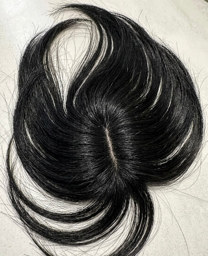 Topper de Cabello Humano 30cm con Flequillo – Volumen Instantáneo y Look Renovado