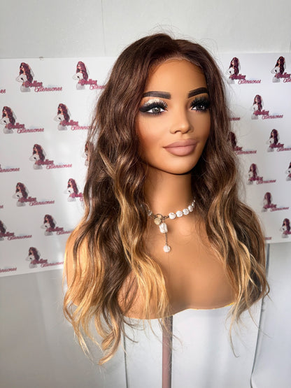 Peluca de Cabello Humano 5x5- Balayage Ombré Highlights (55cm) RUBÍ