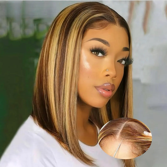 Peluca Bob "Sun-Kissed" - Chocolate con Mechas Rubio Dorado- LUISA