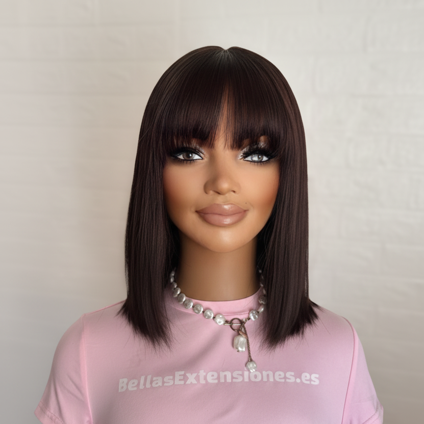Peluca Human Hair Bob con Flequillo – 30cm (12") RAQUEL