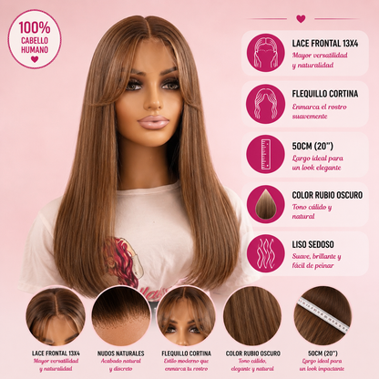 Peluca Lace Front 13x4 - Rubio a oscuro - Flequillo - 50cm - CLOE