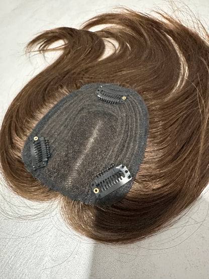 Topper de Cabello Humano Marrón– Volumen Instantáneo y Natural (25 cm)