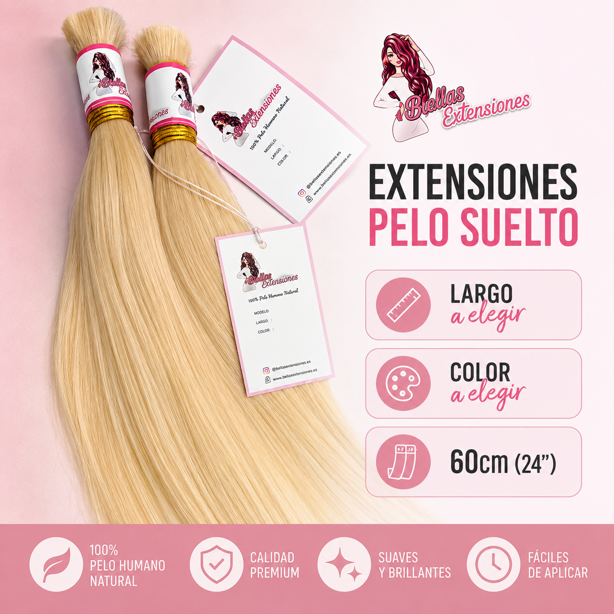 Extensiones Pelo Suelto Liso - 60cm - Elige color y gramos