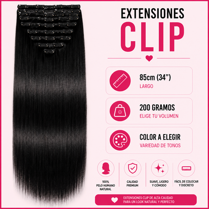 Extensiones Clip Liso Extra Largas 85cm - 200gr