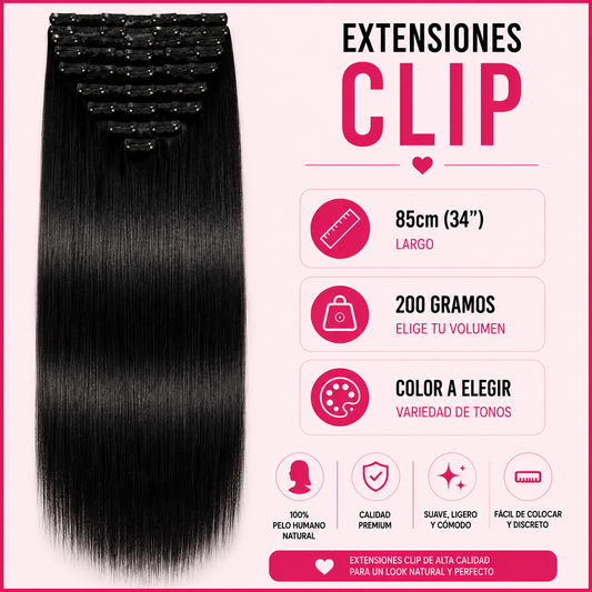 Extensiones Clip Liso Extra Largas 85cm - 200gr