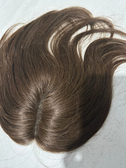 Topper de Cabello Humano Marrón– Volumen Instantáneo y Natural (25 cm)