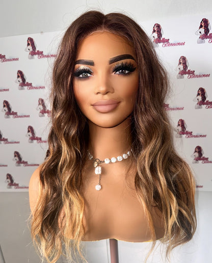 Peluca de Cabello Humano 5x5- Balayage Ombré Highlights (55cm) RUBÍ