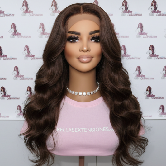 Peluca Pelo Humano Ondulada – Marrón Avellana – 6×5