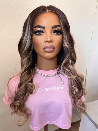 Peluca Lace Front 13x4 - Balayage Ceniza Ondulado (100% Cabello Humano) AROA