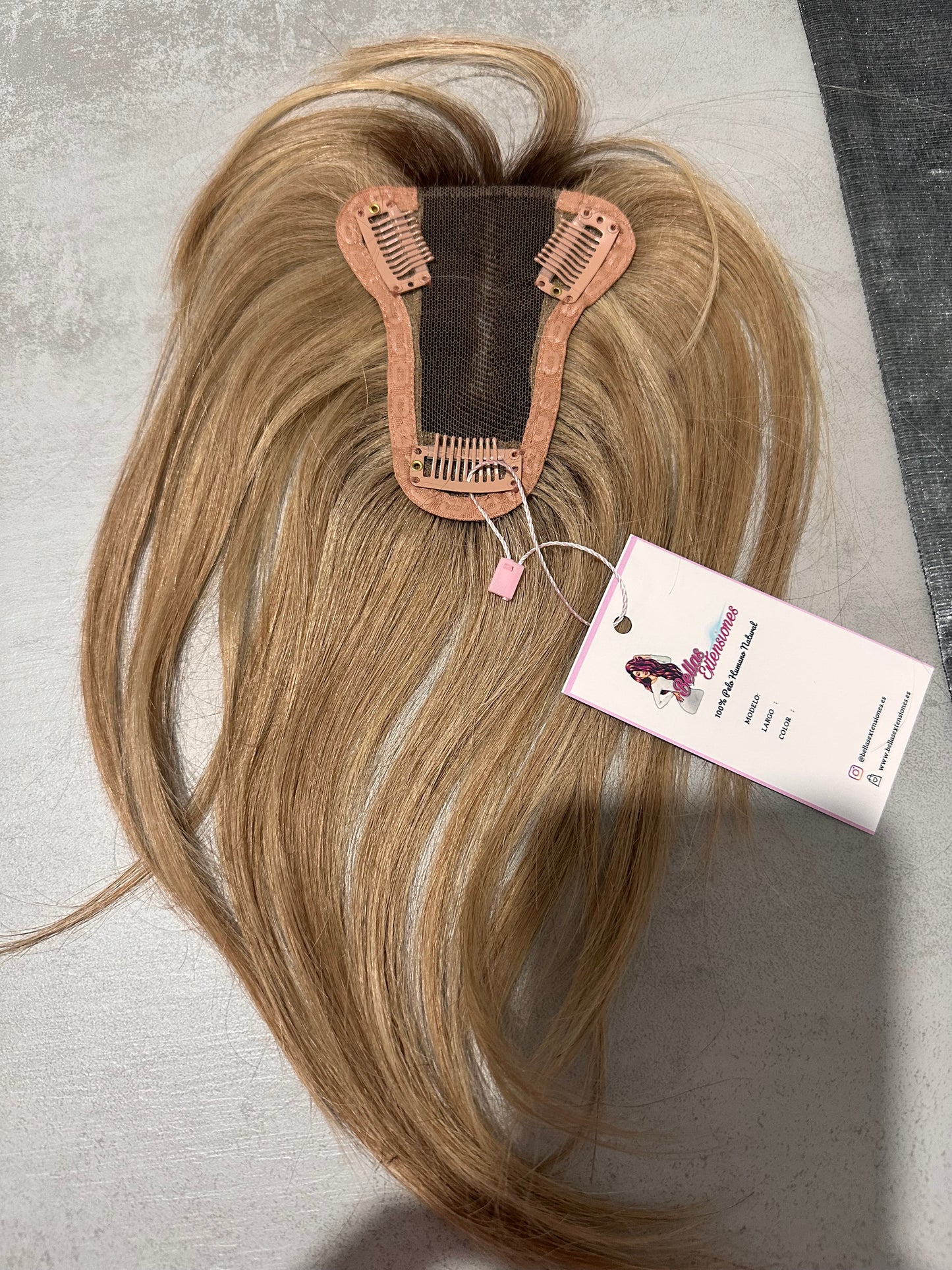 Topper Con Clips Pelo Humano Con Raíz y Mechas Flequillo En cortina