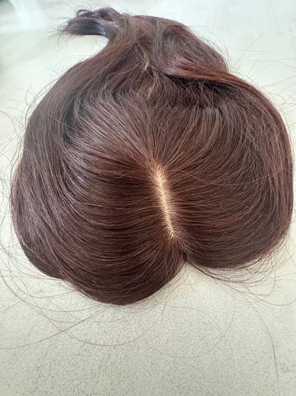 Topper de Pelo Humano 100% – Base de Seda 13x15 cm (50cm) Marrón