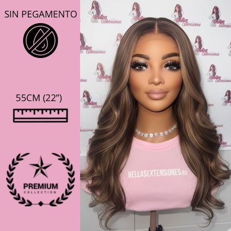Peluca Pelo Humano Mechas Balayage – 13×4 – 55cm (22”) Premium