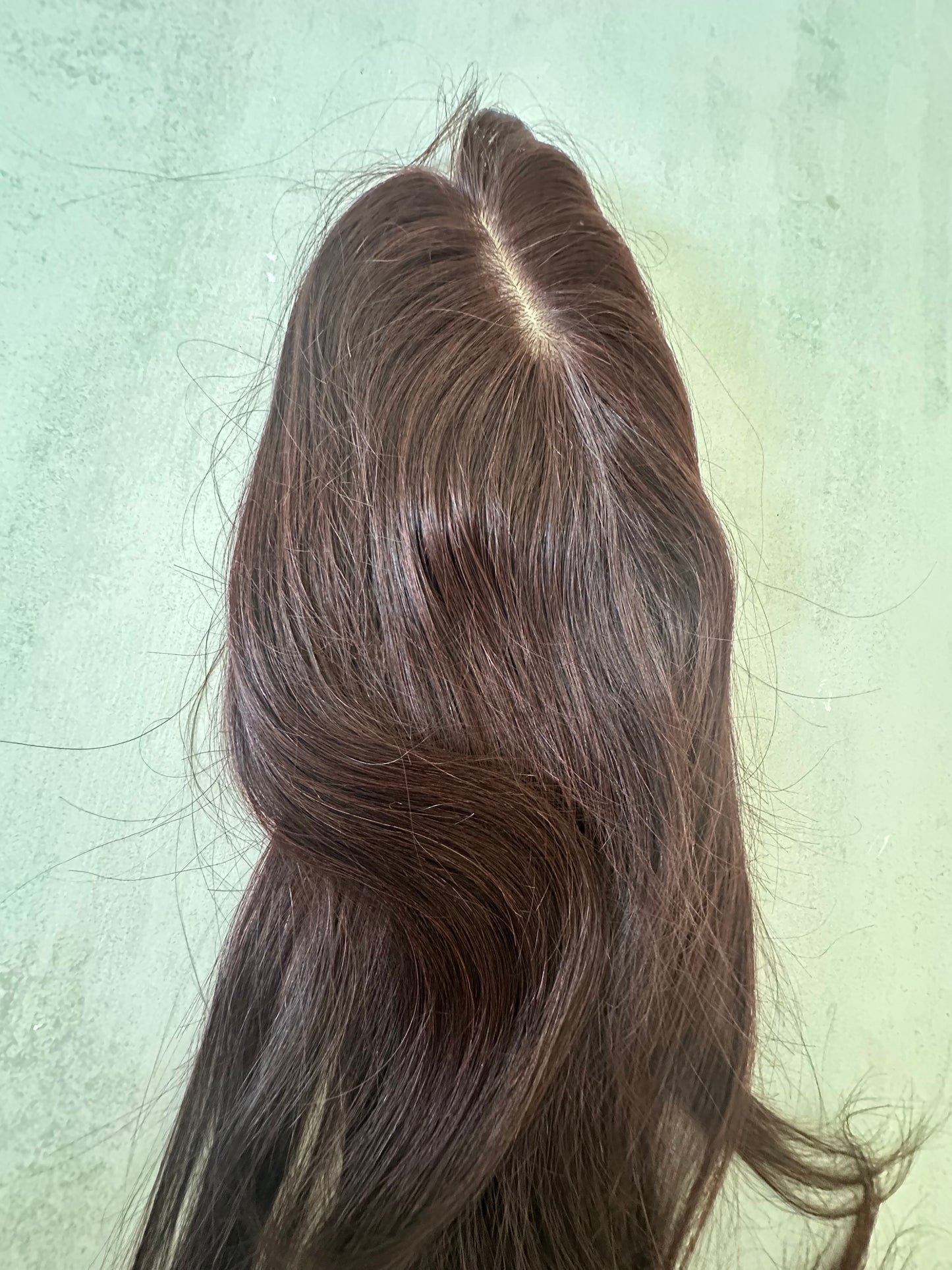 Topper de Pelo Humano 100% – Base de Seda 13x15 cm (50cm) Marrón