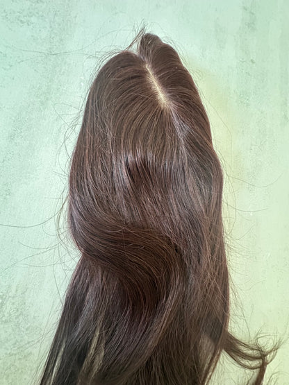 Topper de Pelo Humano 100% – Base de Seda 13x15 cm (50cm) Marrón