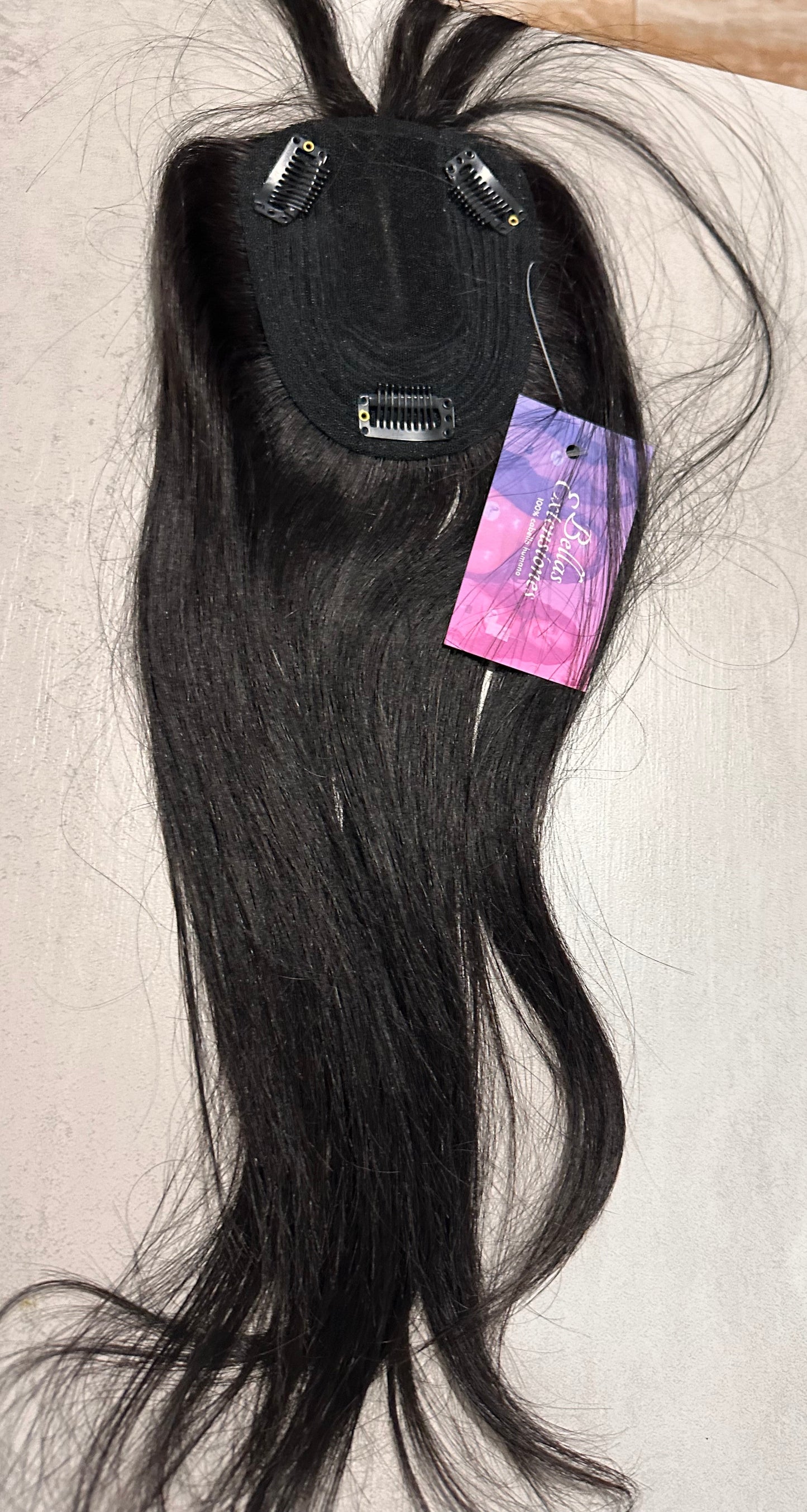 Topper Capilar Premium – Pelo 100% Humano (Negro Natural) 40-45cm