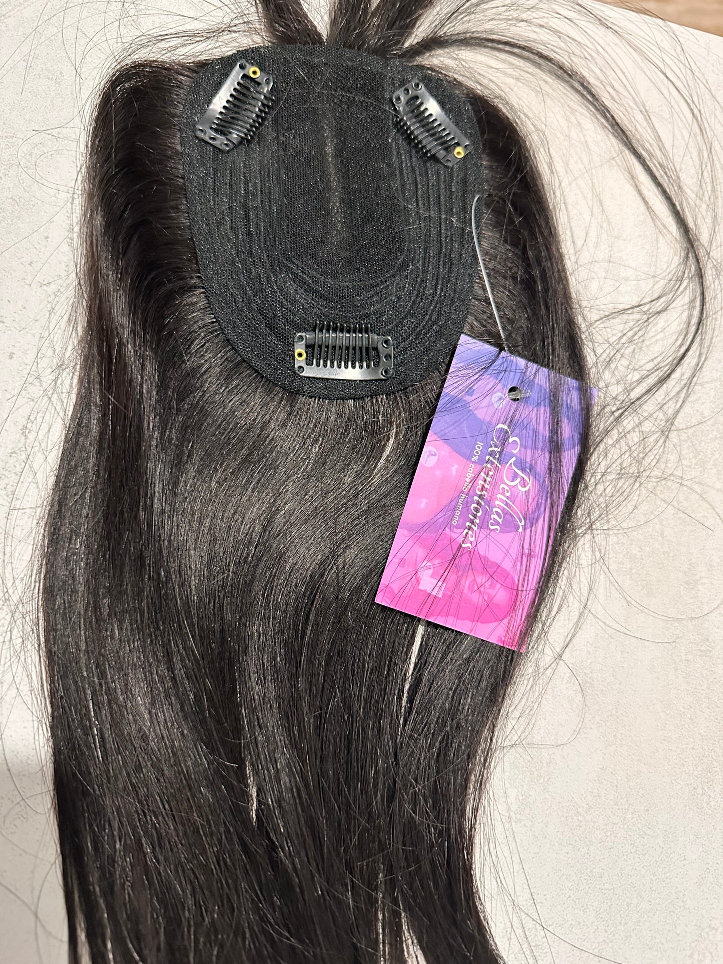 Topper Capilar Premium – Pelo 100% Humano (Negro Natural) 40-45cm