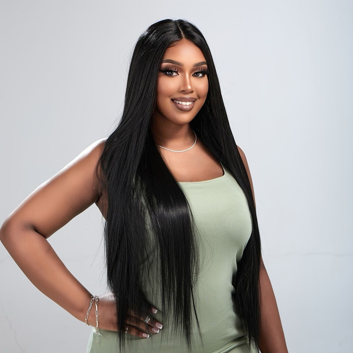 Peluca Natural Lace Front 5×5 De Ceja A Ceja – Sin Pegamento – Pelo Virgen 1B - CRISTINA