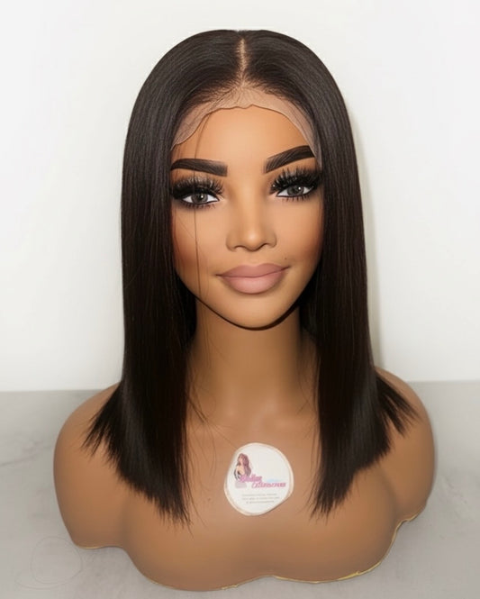 Peluca de Cabello Humano Premium – Bob Recto 40cm (Color 1B) MIREIA