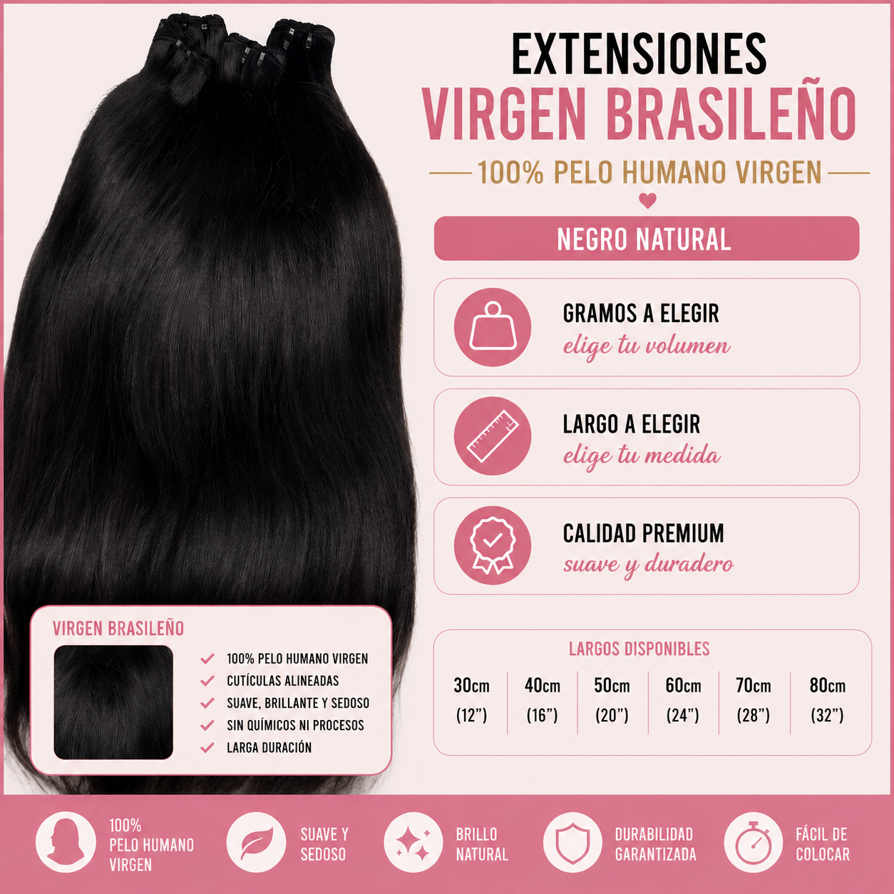 Extensiones Cortina Liso VIRGEN BRASILEÑO