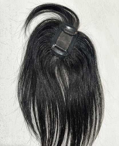 Topper de Cabello Humano 30cm con Flequillo – Volumen Instantáneo y Look Renovado