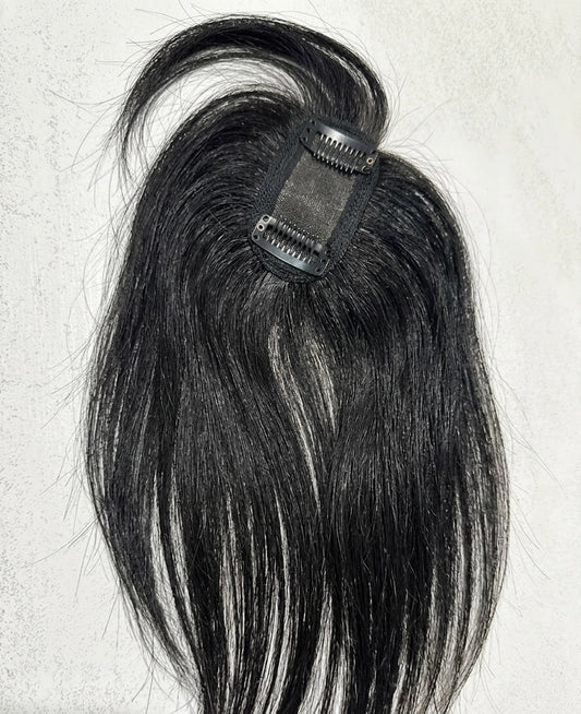 Topper de Cabello Humano 30cm con Flequillo – Volumen Instantáneo y Look Renovado