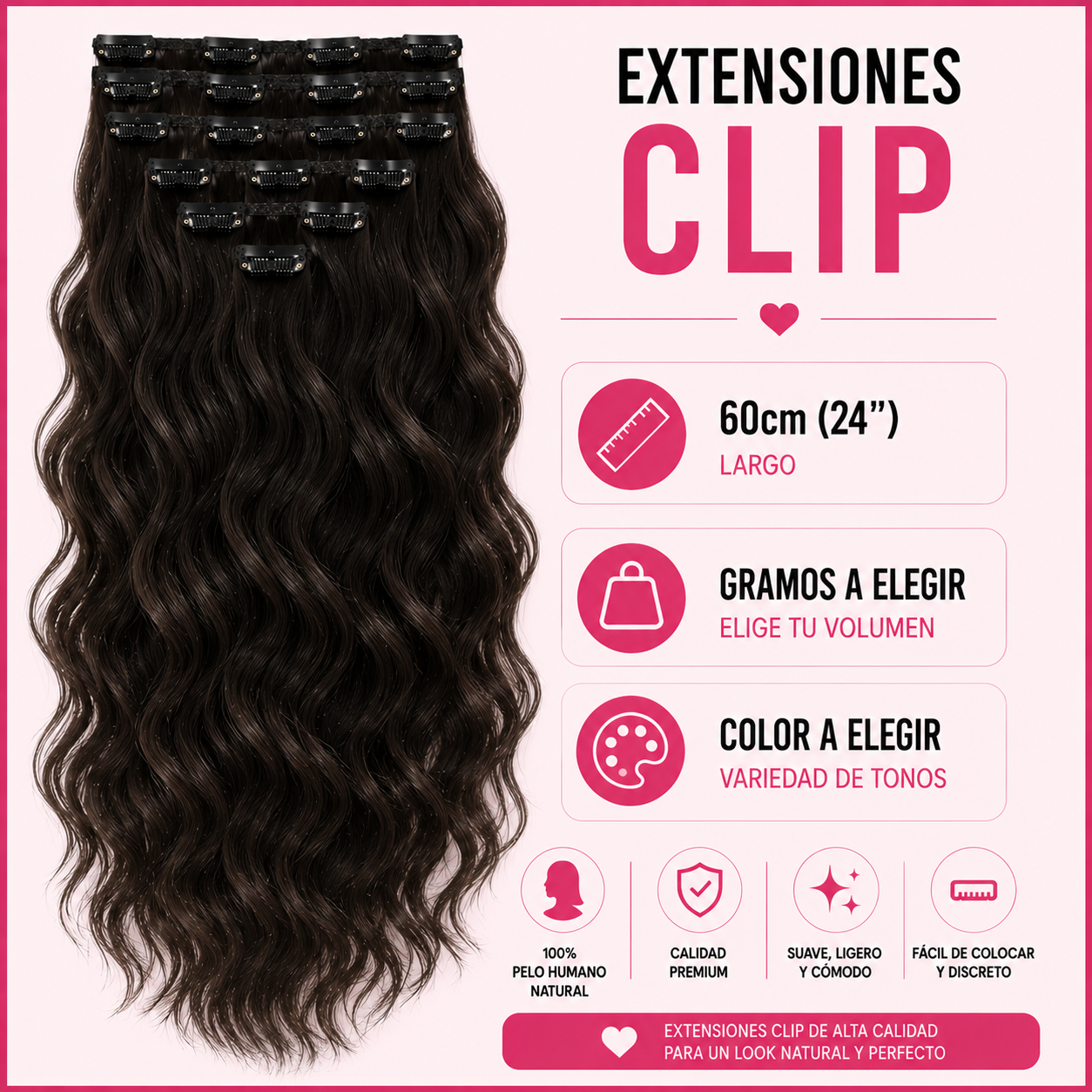 Extensiones Clip ondulado 60cm