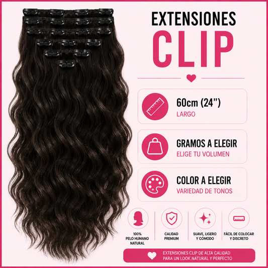 Extensiones Clip ondulado 60cm