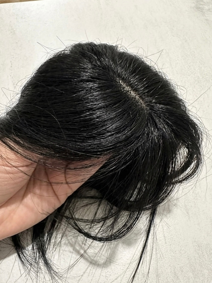 Topper de Cabello Humano 30cm con Flequillo – Volumen Instantáneo y Look Renovado
