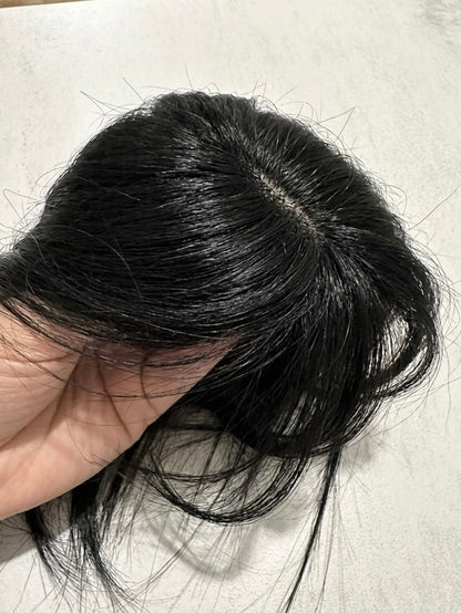 Topper de Cabello Humano 30cm con Flequillo – Volumen Instantáneo y Look Renovado