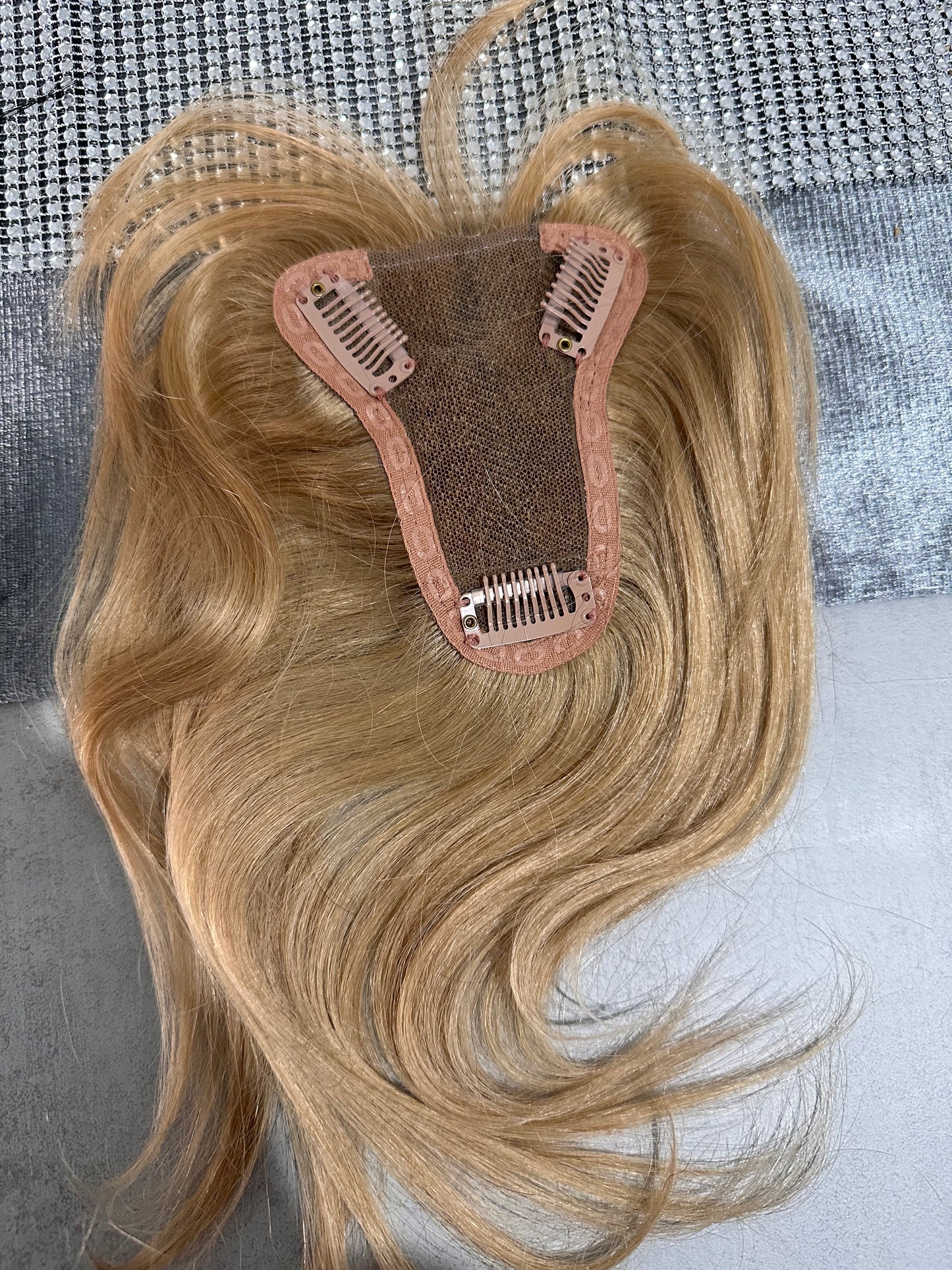 Topper de Cabello Humano con Flequillo – Rubio Dorado Miel (25cm)