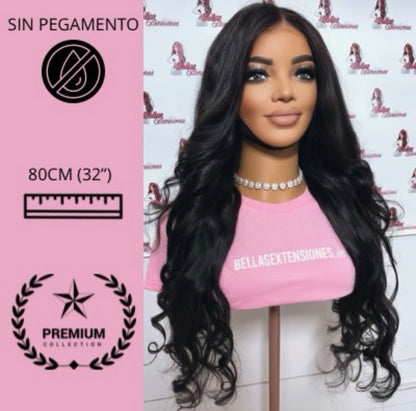 Peluca Pelo Humano 80cm (32”) Lace HD 9x6 Sin Pegamento - Pelo Virgen