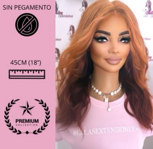 Peluca Natural Cobre Sin Pegamento Nudos Blanqueados - 9x6 - LYREY