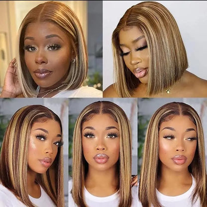 Peluca Bob "Sun-Kissed" - Chocolate con Mechas Rubio Dorado- LUISA