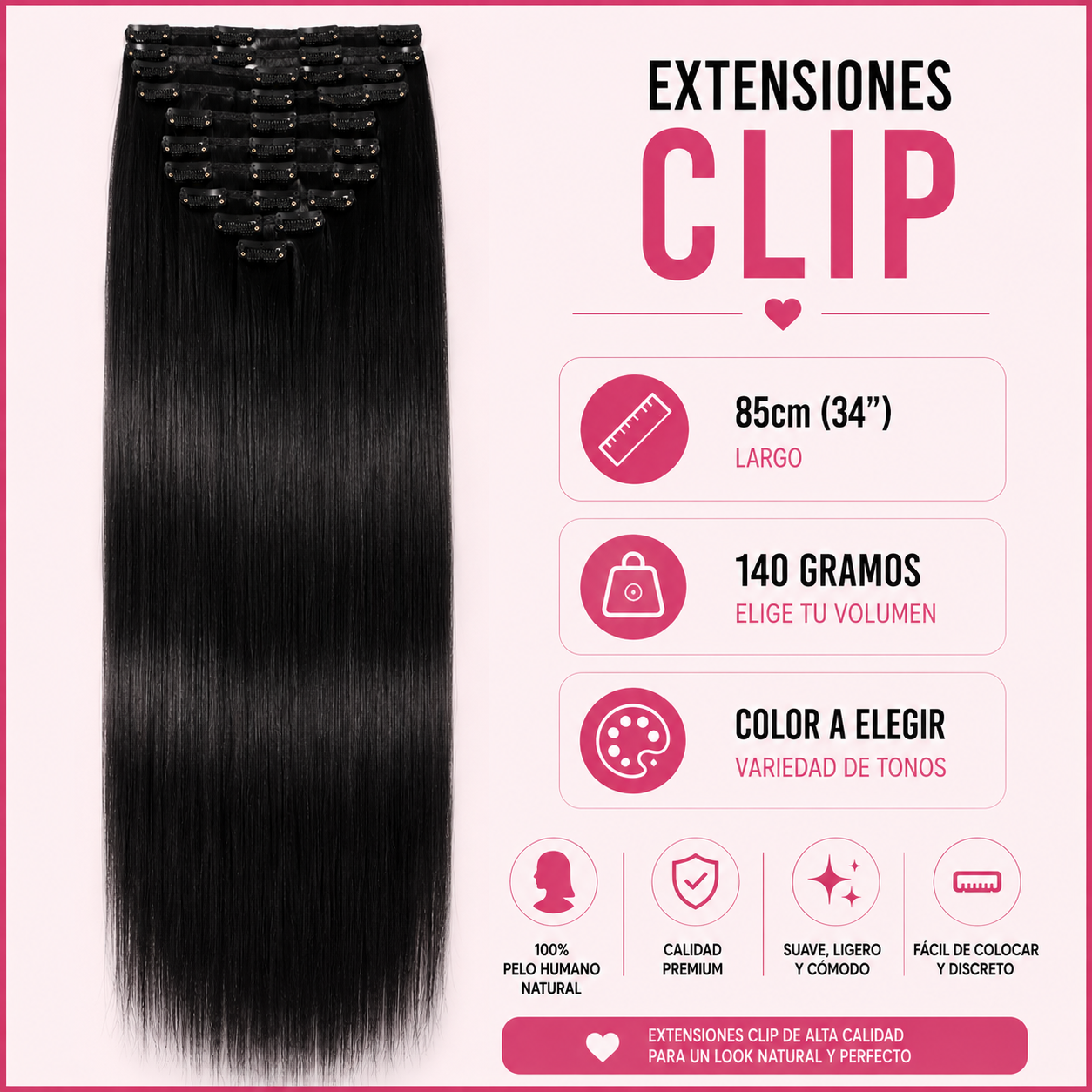 Extensiones Clip Liso Extra Largas 85cm - 140g