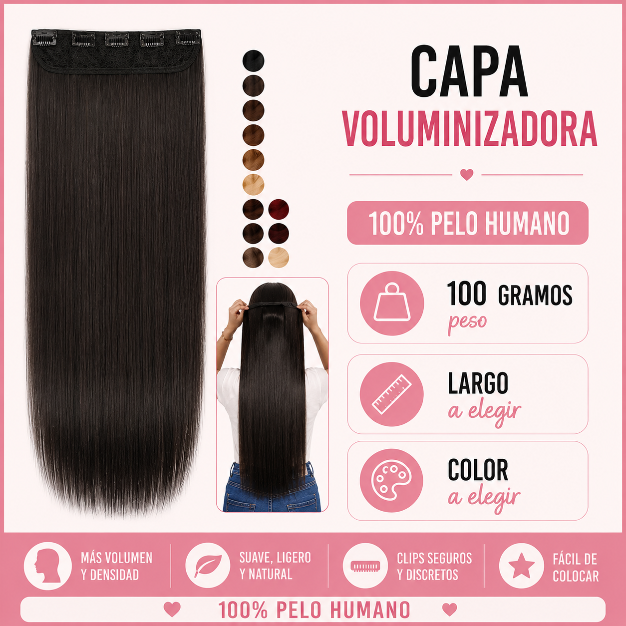 Extensiones Clip Capa Voluminizadora - 100 GRS