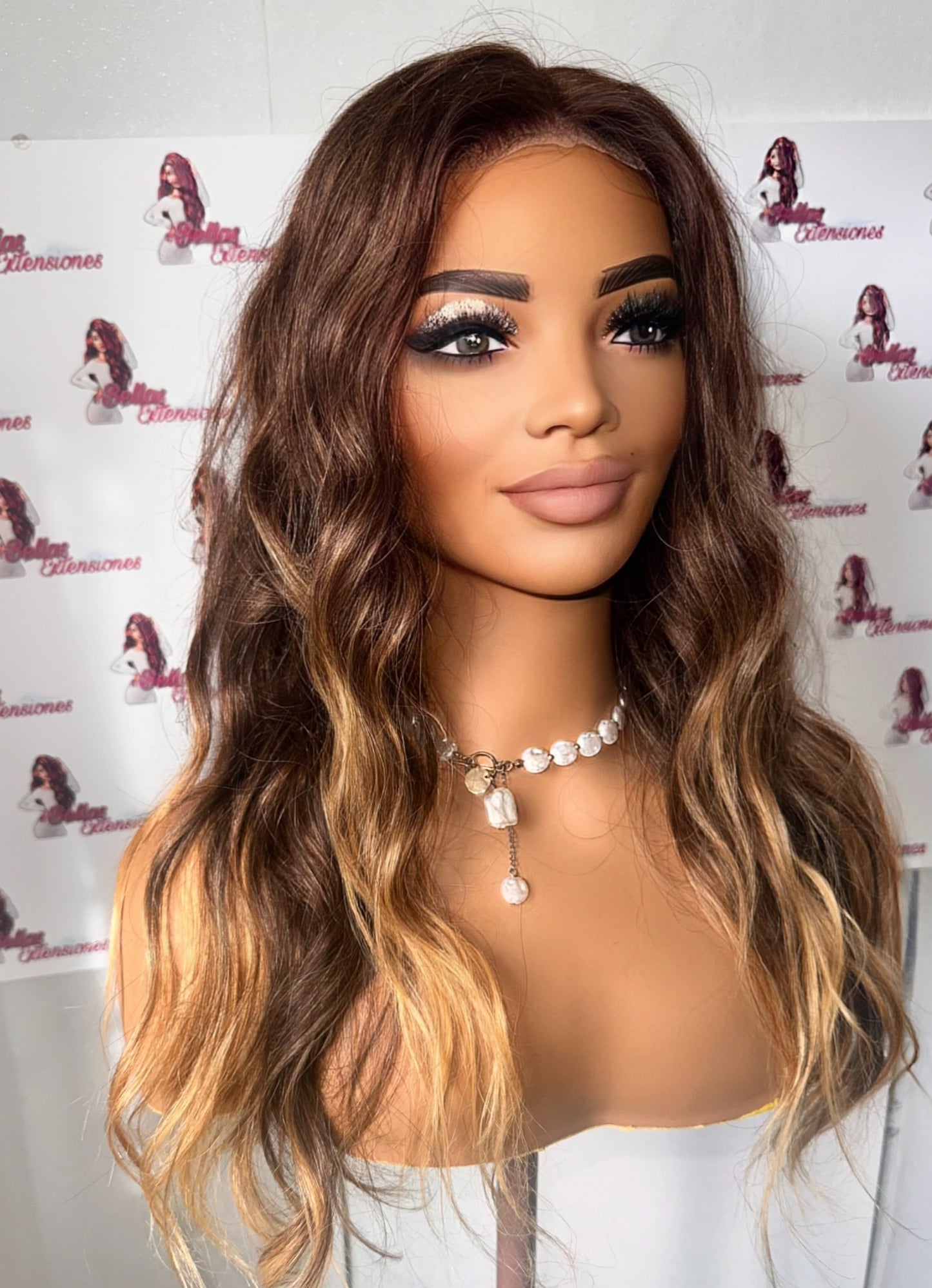 Peluca de Cabello Humano 5x5- Balayage Ombré Highlights (55cm) RUBÍ