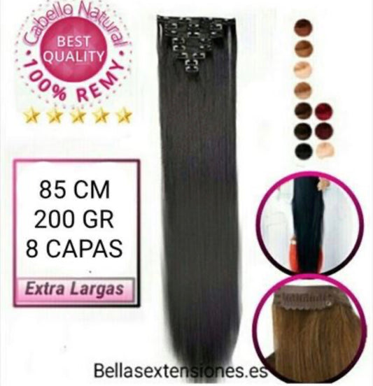 Extensiones Clip Liso Extra Largas 85cm - 200gr