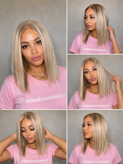 Peluca Bob Creamy Blonde – Cabello Humano, 30cm (12") AMARAY