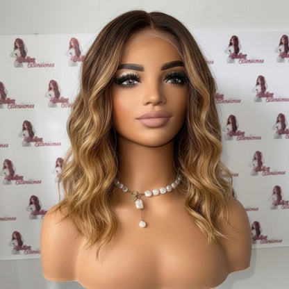Peluca de Encaje Frontal 13x6 – Ondas Balayage Miel & Café - WENDY